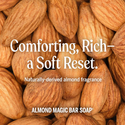 Dr. Bronner's - Pure-Castile Magic Bar Soap (Almond, 5 oz, 6-Pack) - Made with Regenerative Organic Certified Oils- For Face, Body & Hair, Gentle, Vegan Bath Soaps for Men & Women, Non-GMO