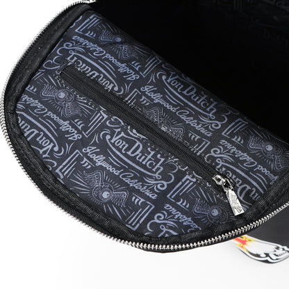 Von Dutch Small Backpack – Stylish Multi‑Purpose Backpack with Front Zip Pocket, Adjustable Straps, and Durable Design (Multi-Flying Eye)