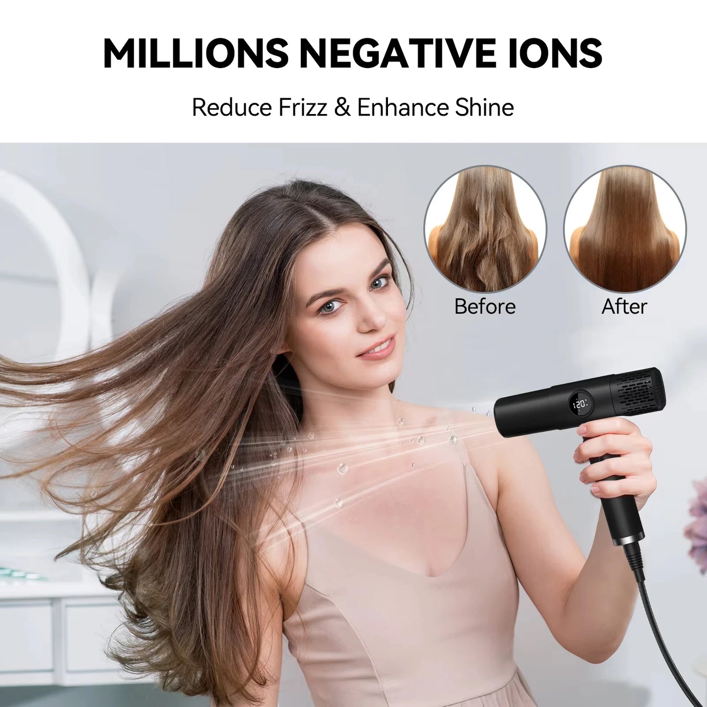 TINSOL Professional negative ion hair dryer, fast drying, high-speed hair dryer, salon and home constant temperature hair care