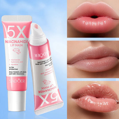 Máscara labial rechonchadora de niacinamida 5X – hidratação intensa e anti-secura para lábios macios e rosa |   Cuidados com os lábios rachados Overnig 10g/pc