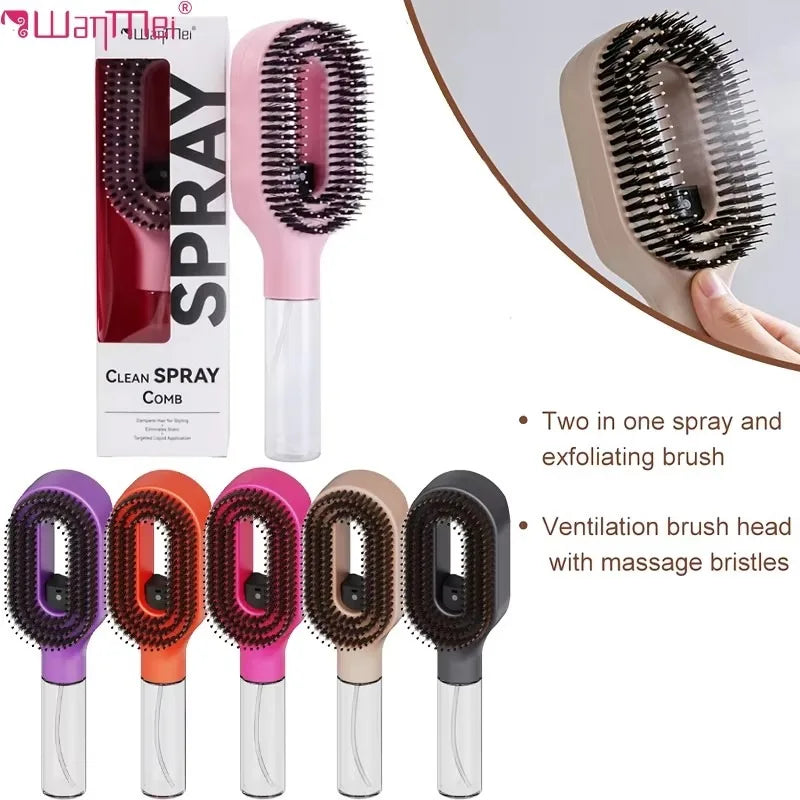 2-in-1 Multi-functional Spray Bottle Comb Wet Dry Scalp Massage Bristle Comb Salon Fluffy Modeling Comb Gift for Girl Women