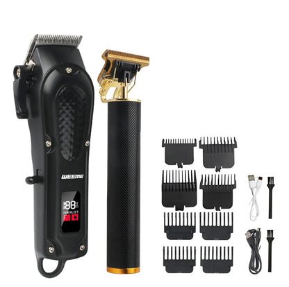 T9 Vintage Men's Electric Hair Clipper Beard Trimmer/Rechargeable Hair Cutting Machine With Nose Hair Trimmer Kit Boyfriend Gift