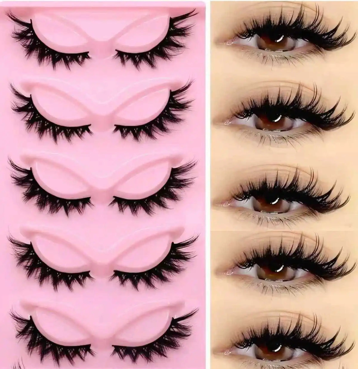 5 Pairs Of Luxurious Fluffy False Eyelashes - Thick, Wispy, 3D Volume, Reusable, Soft, Lightweight, Faux Mink Strip Lashes For D