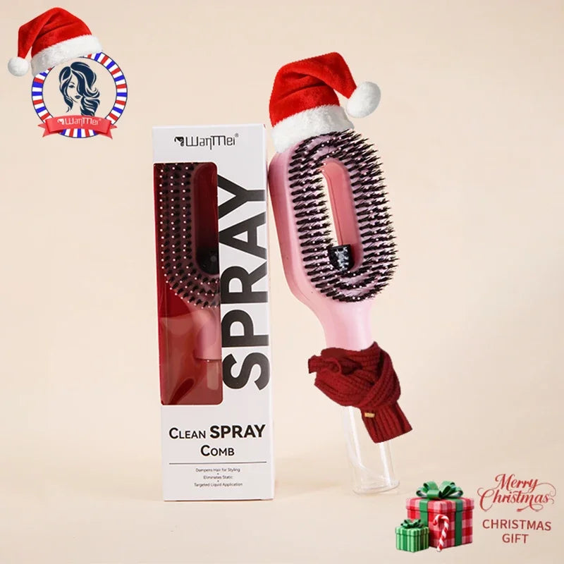WANMEI 2-in-1 Multi-functional Spray Bottle Comb,Christmas Gift,wet Dry Scalp Massage Bristle Comb,Salon Fluffy Modeling Comb