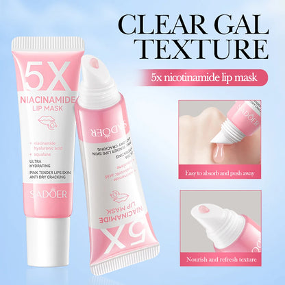 Máscara labial rechonchadora de niacinamida 5X – hidratação intensa e anti-secura para lábios macios e rosa |   Cuidados com os lábios rachados Overnig 10g/pc