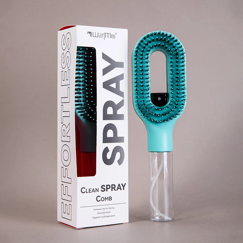 WANMEI 2-in-1 Multi-functional Spray Bottle Comb,Christmas Gift,wet Dry Scalp Massage Bristle Comb,Salon Fluffy Modeling Comb
