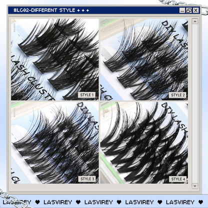 Lasvirey Cluster Lashes Kit DIY Fluffy Lash Clusters 4 IN 1 Mixed Full Set Individual Eyelashes Extension with Lash Bond & Seal