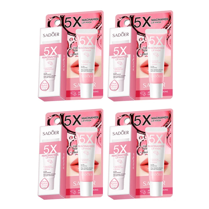 Máscara labial rechonchadora de niacinamida 5X – hidratação intensa e anti-secura para lábios macios e rosa |   Cuidados com os lábios rachados Overnig 10g/pc