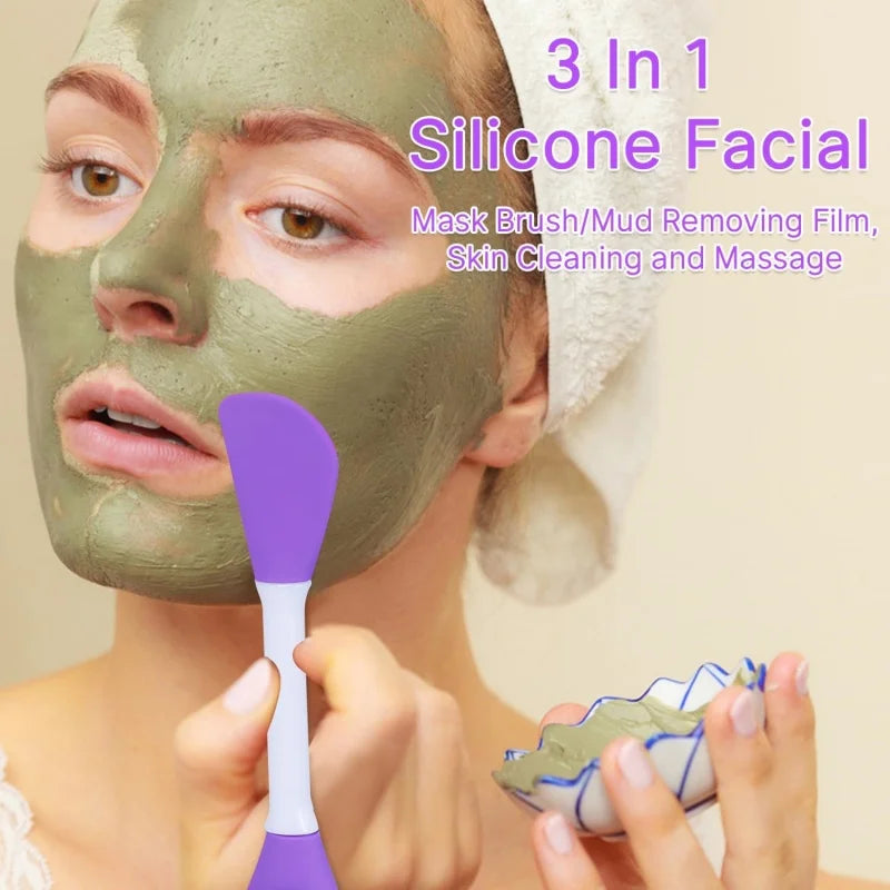 8/4/2pcs Face Brush Set Silicone Facial Mask Applicator Double-head Lotion Spatula Blackhead Face Lip Exfoliator Skin Care Tools