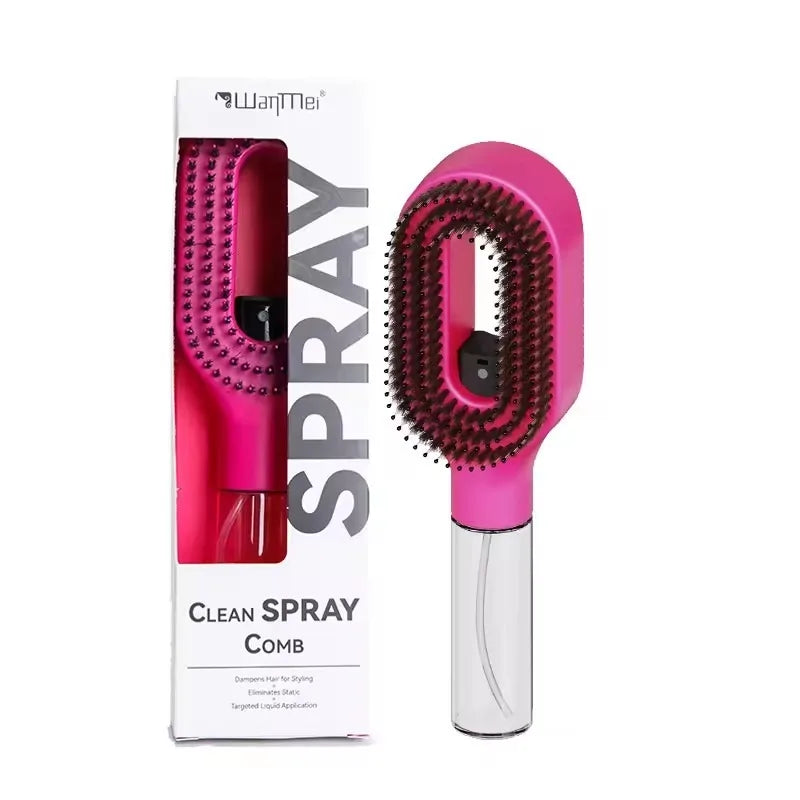 2-in-1 Multi-functional Spray Bottle Comb Wet Dry Scalp Massage Bristle Comb Salon Fluffy Modeling Comb Gift for Girl Women