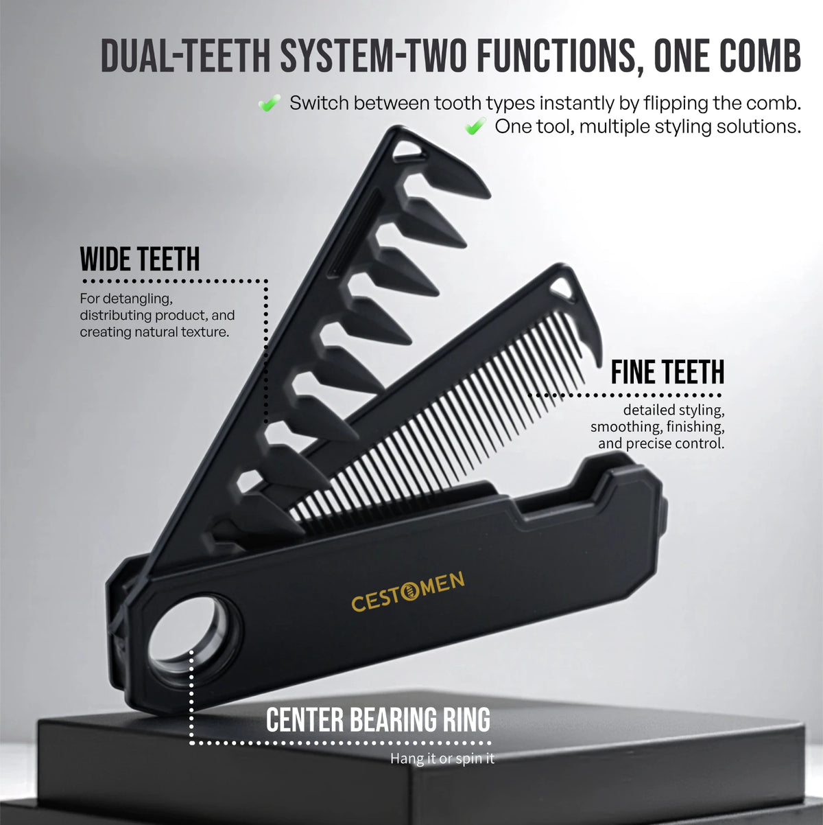 5PCS Barber Tool Set - Spinning Comb, Folding Hair Comb, Cleaning Brush, Fine Tooth Comb & Spray Bottle for Salon Home Use