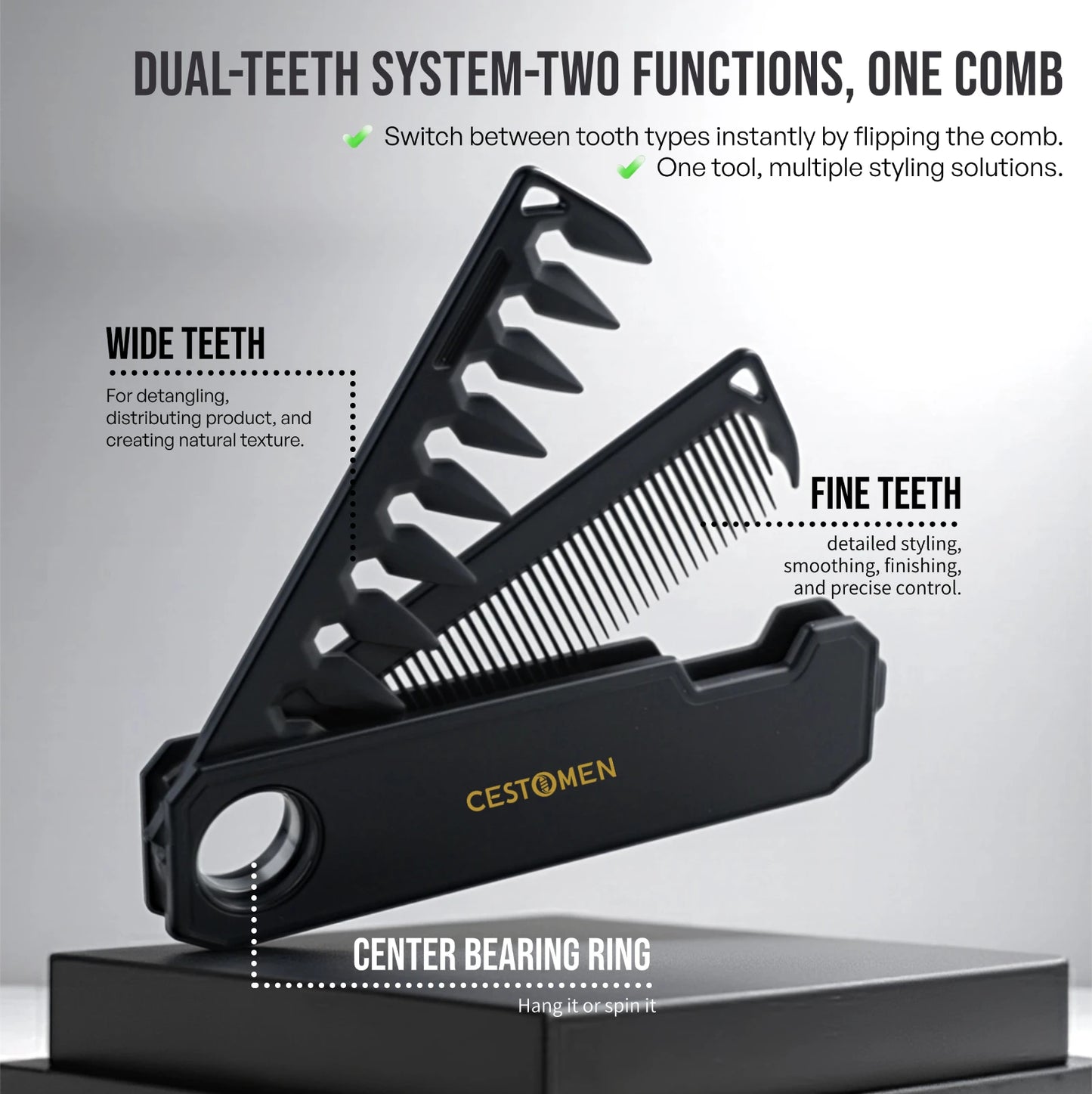 5PCS Barber Tool Set - Spinning Comb, Folding Hair Comb, Cleaning Brush, Fine Tooth Comb & Spray Bottle for Salon Home Use