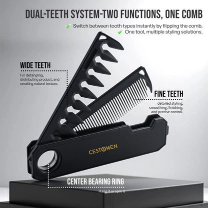 5PCS Barber Tool Set - Spinning Comb, Folding Hair Comb, Cleaning Brush, Fine Tooth Comb & Spray Bottle for Salon Home Use
