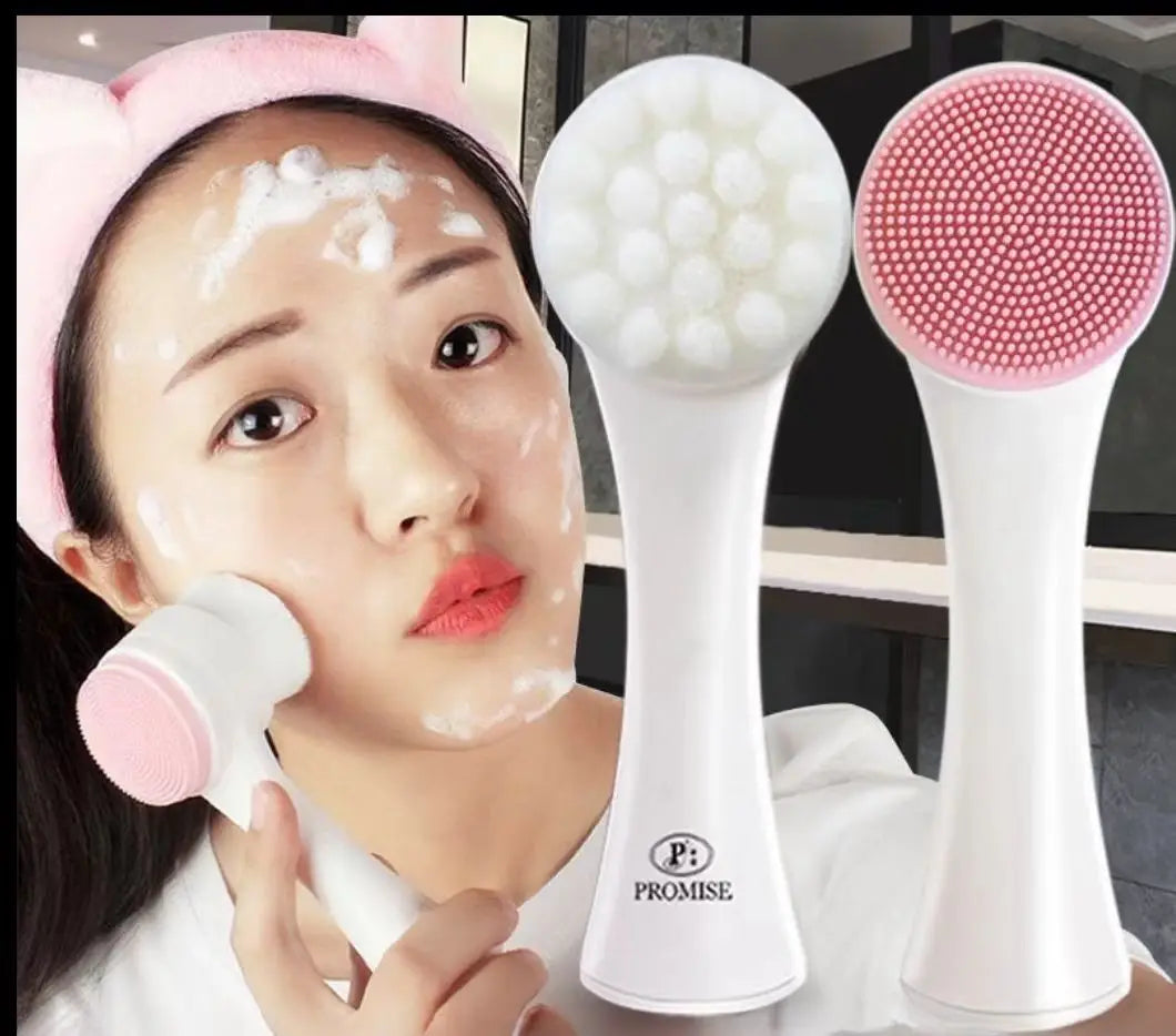 3D Silicone Face Cleansing Brush Manual Cleanser Facial Cleansing Instrument Soft Brush Dual-Sided Massager