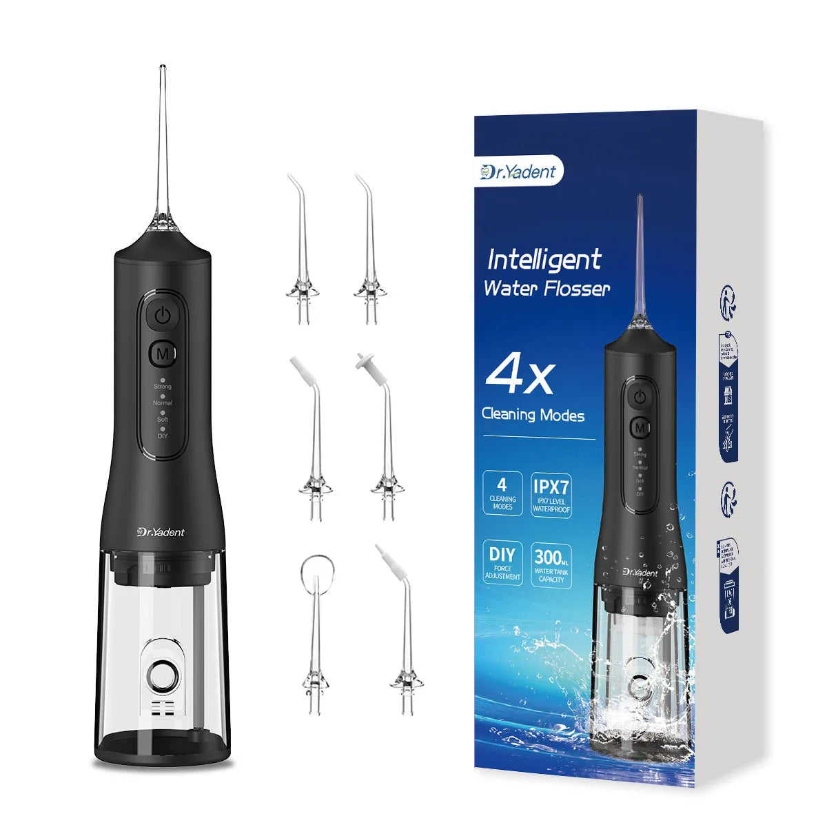 Dr.Yadent YD06 Irrigador Oral Sem Fio WaterFlosser 300ML Jato de Água Portátil Carregamento Rápido USB-C 7 Bicos 4 Modos IPX7 À Prova D'água - AliExpress 6