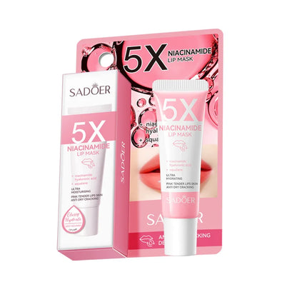 Máscara labial rechonchadora de niacinamida 5X – hidratação intensa e anti-secura para lábios macios e rosa |   Cuidados com os lábios rachados Overnig 10g/pc