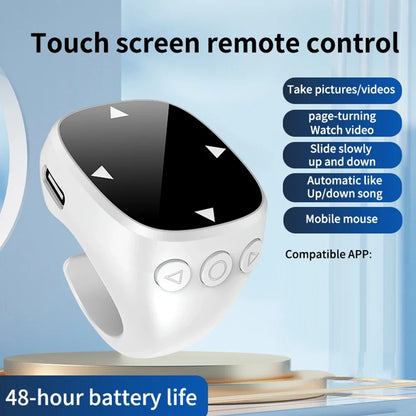 Touch Screen Wireless Remote Control For TikTok Scrolling Ring Bluetooth 5.3 Fingertip Selfie Video Page Turner for iOS Android