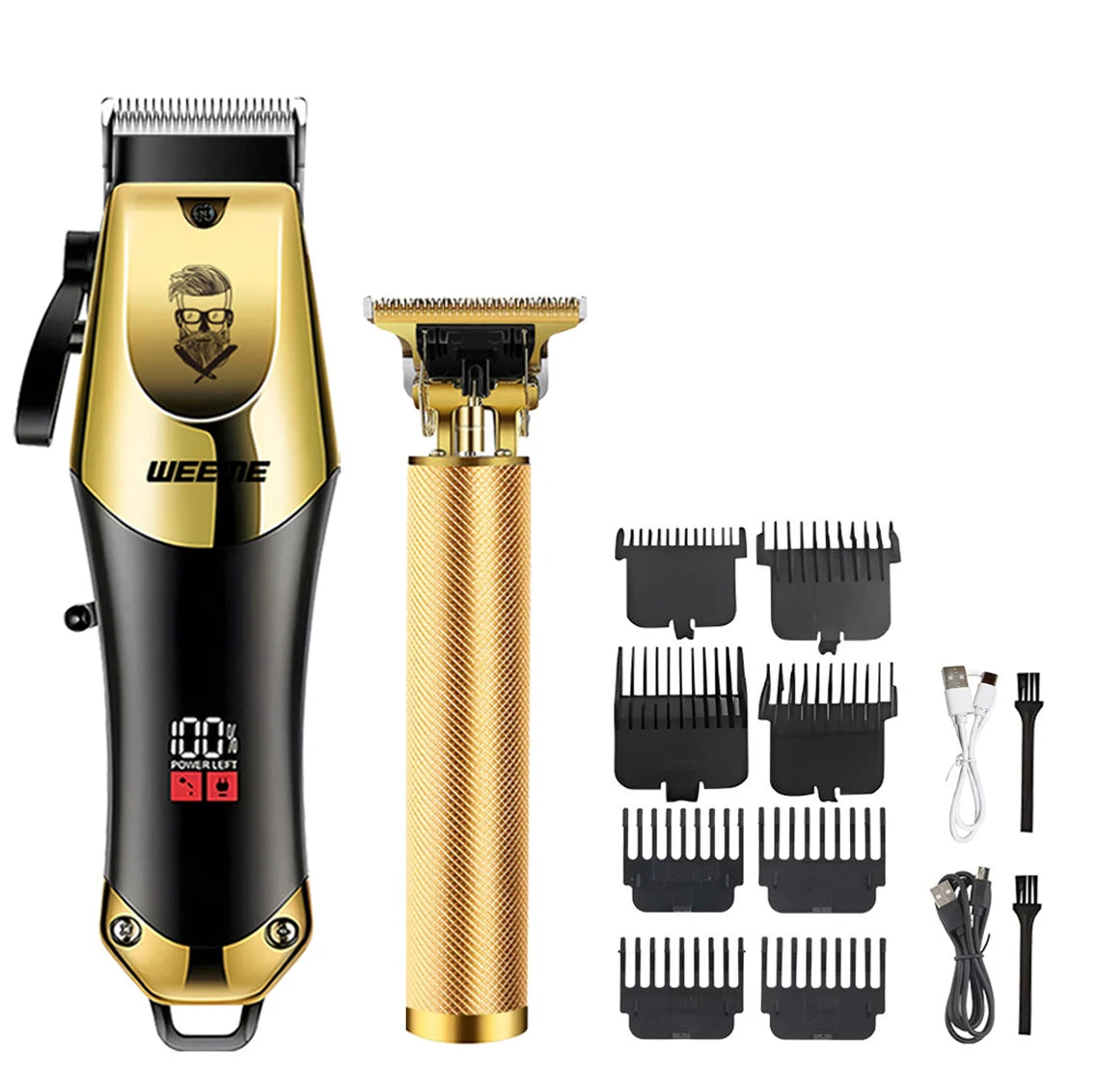 T9 Vintage Men's Electric Hair Clipper Beard Trimmer/Rechargeable Hair Cutting Machine With Nose Hair Trimmer Kit Boyfriend Gift