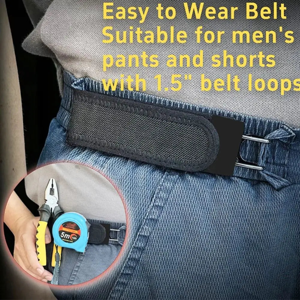 Unisex Upgraded Buckle-Free Buckleless Belt Men Women Hook Velcro Waist Buckle Adjustable Elastic Belt Comfortable Metal Hook