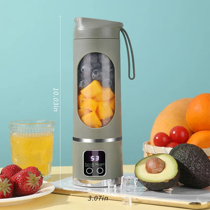 10 Blades Portable Fruit Juicer 450ml Capacity 3 Gears USB Rechargeable Blender Ice Crusher, can make smoothies/ice