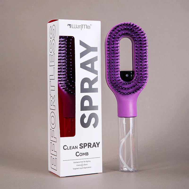 WANMEI 2-in-1 Multi-functional Spray Bottle Comb,Christmas Gift,wet Dry Scalp Massage Bristle Comb,Salon Fluffy Modeling Comb