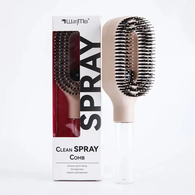 WANMEI 2-in-1 Multi-functional Spray Bottle Comb,Christmas Gift,wet Dry Scalp Massage Bristle Comb,Salon Fluffy Modeling Comb