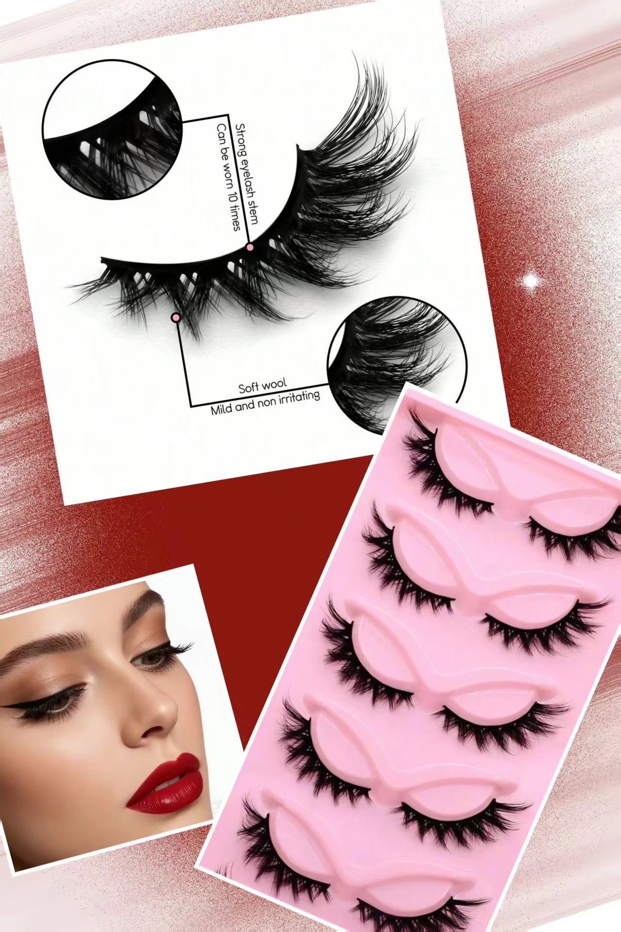 5 Pairs Of Luxurious Fluffy False Eyelashes - Thick, Wispy, 3D Volume, Reusable, Soft, Lightweight, Faux Mink Strip Lashes For D