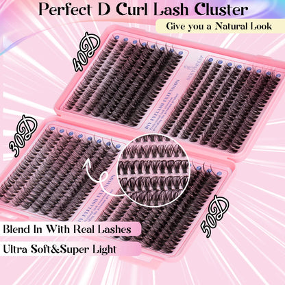 DIY Cluster Lashes Kit Individual Lashes 3D Faux Mink Lashes Wispy Eyelash Extension Soft Lashes Reuseable Makeup