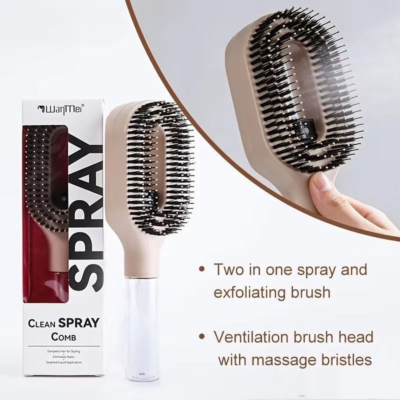2-in-1 Multi-functional Spray Bottle Comb Wet Dry Scalp Massage Bristle Comb Salon Fluffy Modeling Comb Gift for Girl Women