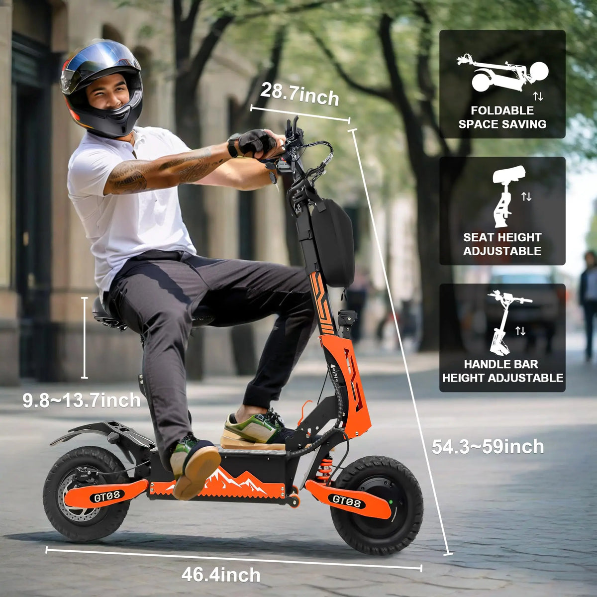 GT08 5600W Adult Electric Scooter Dual Motor Top Speed 50MPH,60V27AH, 11-inch Off-Road Tires Sport Folding eScooter with Seat - AliExpress
