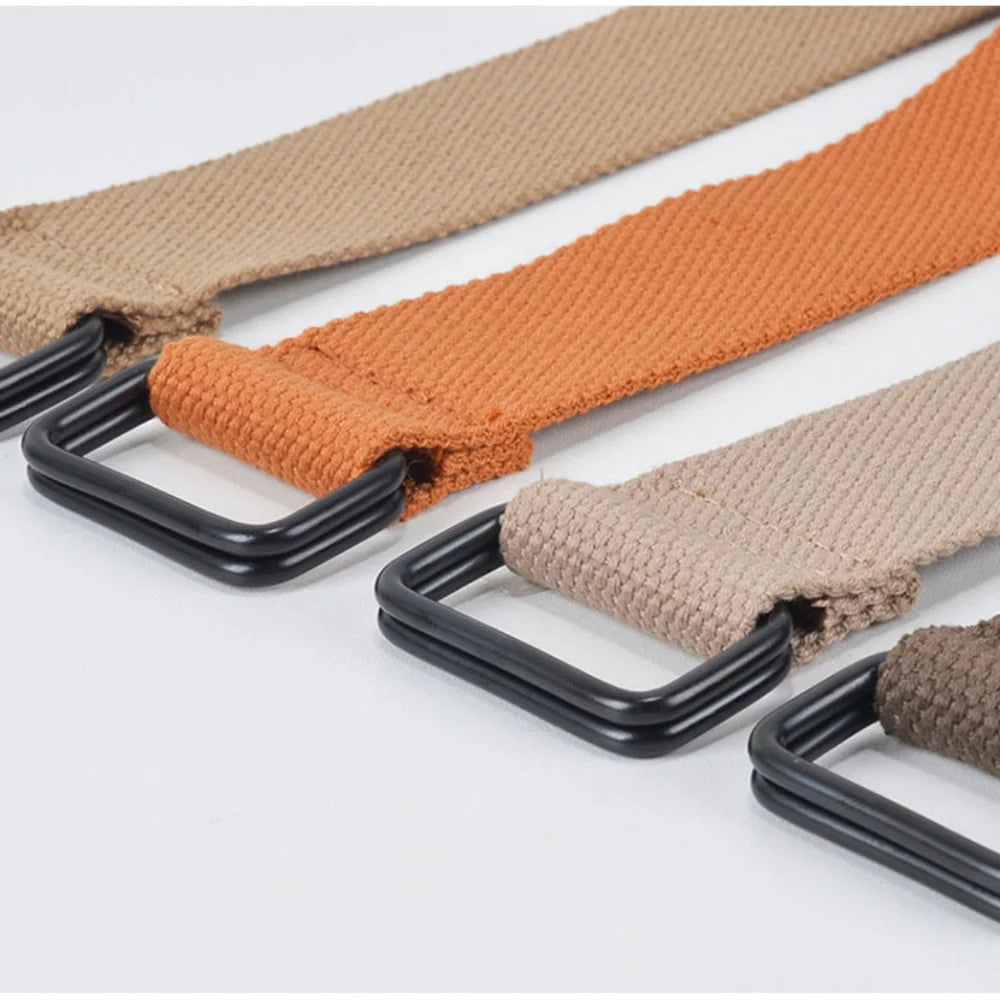 Double Ring Buckle Canvas Belt Casual Cloth Fabric Free Punch Buckle Belt Cotton Canvas Best Canvas Belts Men's