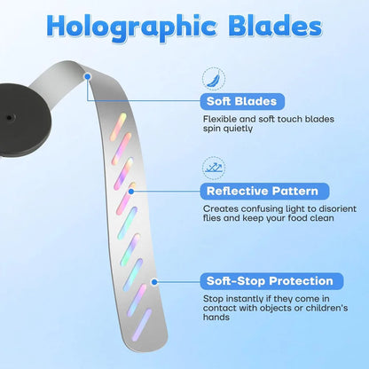 Fly Fans for Tables, Bug Fans with Holographic Blades, Keep Flies Away from Picnic, BBQ, Restaurant, Party, Indoor and Outdoor