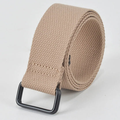 Double Ring Buckle Canvas Belt Casual Cloth Fabric Free Punch Buckle Belt Cotton Canvas Best Canvas Belts Men's