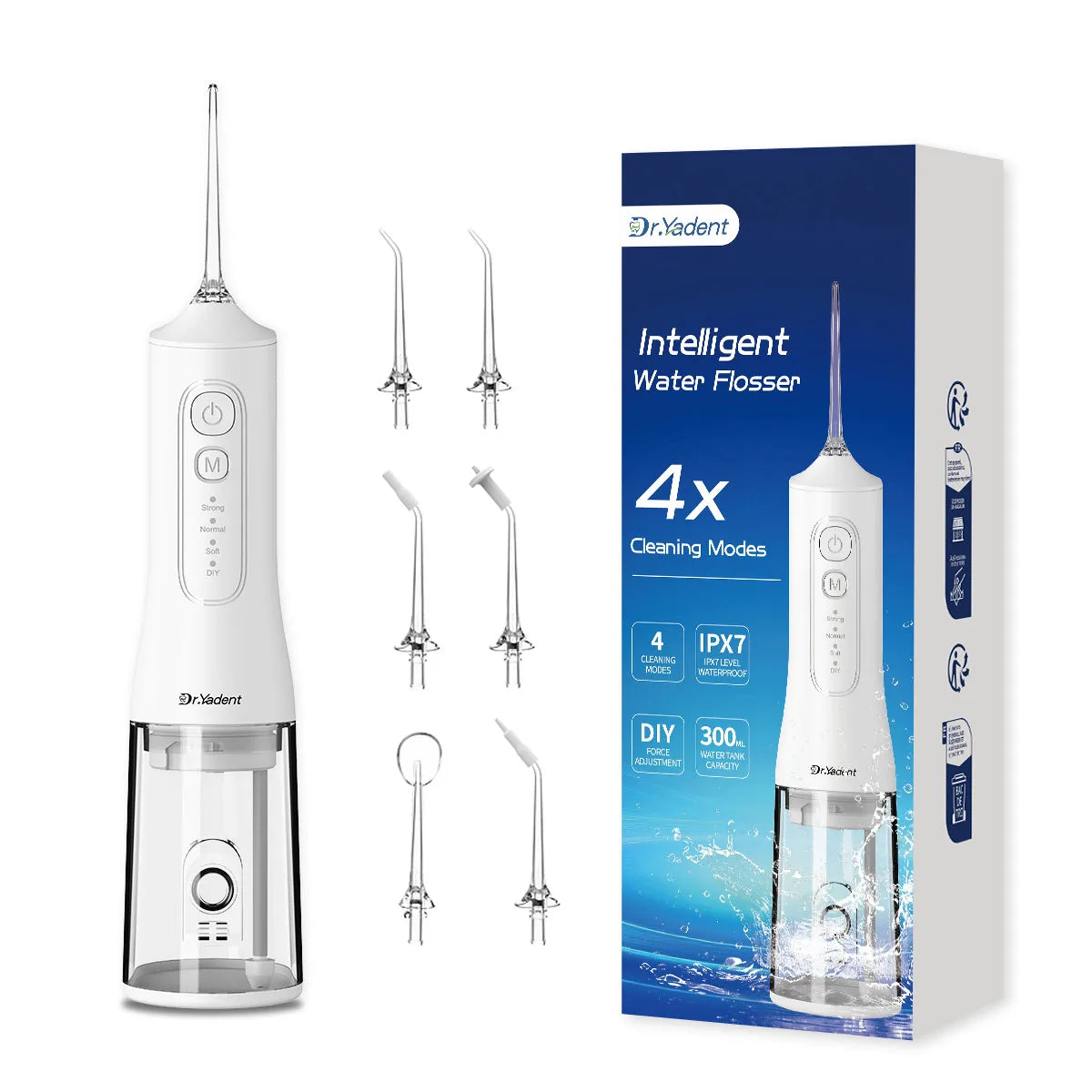 Dr.Yadent YD06 Irrigador Oral Sem Fio WaterFlosser 300ML Jato de Água Portátil Carregamento Rápido USB-C 7 Bicos 4 Modos IPX7 À Prova D'água - AliExpress 6