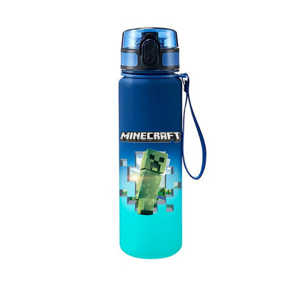 650ML Game MC Pixel Style Water Blue Bottle Portable Water Cup Large Capacity Sports Outdoor Plastic Leak-Proof Water Bottle