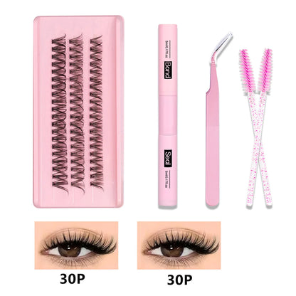DIY Cluster Lashes Kit Individual Lashes 3D Faux Mink Lashes Wispy Eyelash Extension Soft Lashes Reuseable Makeup